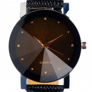 Часы наручные "Масатан", кварцевые, чёрные, стекло гранью, d=3,2 см
