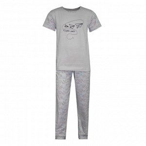 Пижама Пижама для мальчиков с принтом, футболка с брюкамиСостав: 100% хлопокРазмерный ряд: 28-42Ткань: кулирное полотноЦвет: серый/набивка