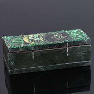 Ларец "Хозяйка медной горы" 15х7х5,5 см, натуральный камень, змеевик