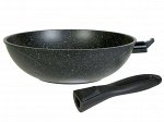 Сковорода ВОК 28см со съемной ручкой Гранит black