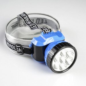 Фонарь  налобный, аккумуляторный, 7 LED, 2 режима, микс, 7х9 см