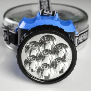 Фонарь  налобный аккумуляторный 7 Вт, 1200 мАч, 7 LED, 2 режима, микс, 7х9 см