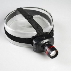 Фонарик налобный "Дозор", 1 LED, чёрный, на рассеивателе красное кольцо, 3 ААА, 7х6х4 см