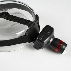 Фонарик налобный "Дозор", 1 LED, чёрный, на рассеивателе красное кольцо, 3 ААА, 7х6х4 см