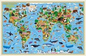 Карта настенная для детей. Наша планета. Животный и растительный мир.