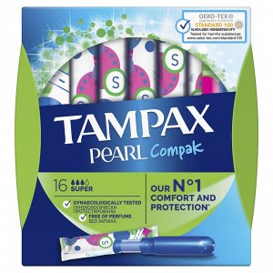 НОВЫЕ УЛУЧШЕННЫЕ TAMPAX Compak Pearl гигиенические тампоны с аппликатором Super Duo (16 шт.)