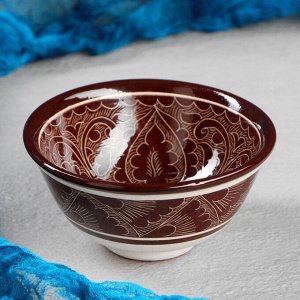 Пиала узбекский Риштанская Керамика «Узоры», 150 мл, d=11.5 см, коричневая