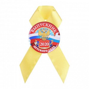 Значок с лентой "Выпусник детского сада 2020" герб, 9,2 х 17,5 см