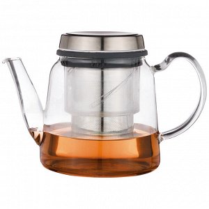 Заварочный чайник с фильтром нжс 800 мл, жаропрочное стекло (кор=18шт.)