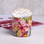 Форма бумажная для кекса, маффинов и кулича &quot;Бабочки цветные&quot; 90x90 мм