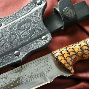 Нож кавказский, туристический "Зодиак" с ножнами, сталь - 40х13, жженый орех, 14.5 см