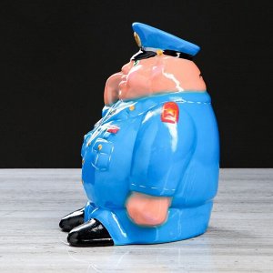 Копилка "Полицейский", глянец, голубой цвет, 30 см, микс