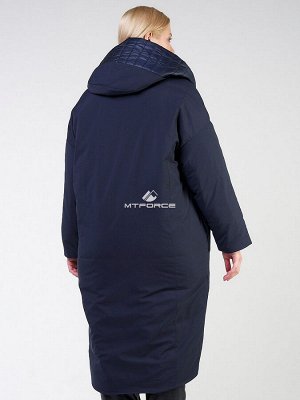 Женская зимняя классика куртка большого размера темно-синего цвета 118-931_15TS