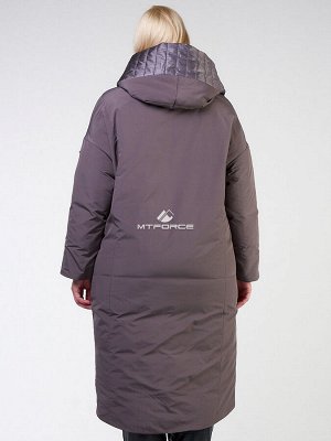 Женская зимняя классика куртка большого размера коричневого цвета 118-931_36K