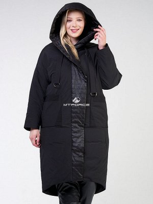 Женская зимняя классика куртка большого размера черного цвета 118-931_701Ch
