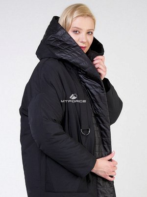 Женская зимняя классика куртка большого размера черного цвета 118-931_701Ch