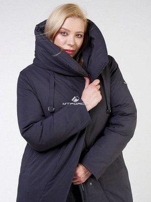 Женская зимняя классика куртка большого размера темно-серого цвета 118-932_18TC