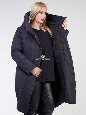 Женская зимняя классика куртка большого размера темно-серого цвета