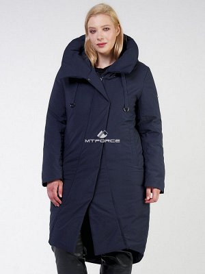 Женская зимняя классика куртка большого размера темно-синего цвета 118-932_15TS