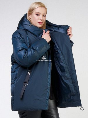 Женская зимняя классика куртка большого размера темно-зеленного цвета 85-951_079TZ
