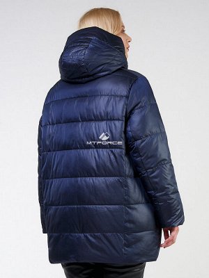 Женская зимняя классика куртка большого размера темно-синего цвета 85-951_16TS