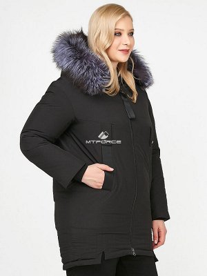 Женская зимняя молодежная куртка большого размера черного цвета 88-953_701Ch