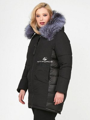 Женская зимняя молодежная куртка большого размера черного цвета 92-955_701Ch