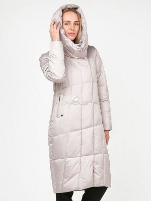 Женская зимняя молодежная куртка стеганная бежевого цвета 9163_28B