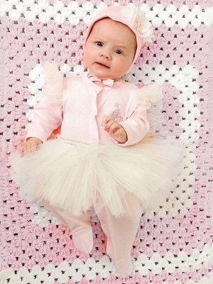 Luxury Baby Комплект на выписку &quot;Luxury&quot; Комбинезон с юбочкой и чепчик (розовый)