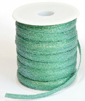 Лента-шнур декор. плоский перламутровый с люрексом шир.7 мм МН-98 зеленый