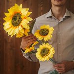 Подсолнух 5 бутонов. Искусственный цветок.