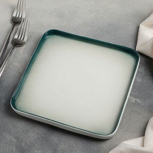 Блюдо для подачи «Туманность», 20?2 см, цвет зелёный/белый