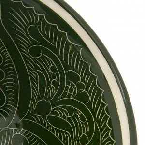 Пиала Риштанская Керамика "Узоры", 11 см, большая, зелёная