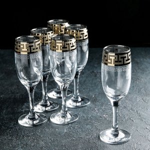 Набор бокалов для шампанского 190 мл "Греческий узор", 6 шт