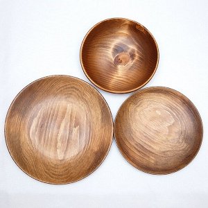 Набор тарелок из натуральной пихты Magistro, 3 шт, d=25 см, 20,5 см, 18 см, цвет коричневый