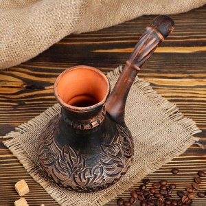 Турка для кофе "Узор", роспись ангобом, декор, 0.65 л, микс