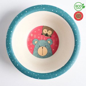 Миска - тарелочка детская из бамбука «Вкусняшки», цвет и рисунок МИКС