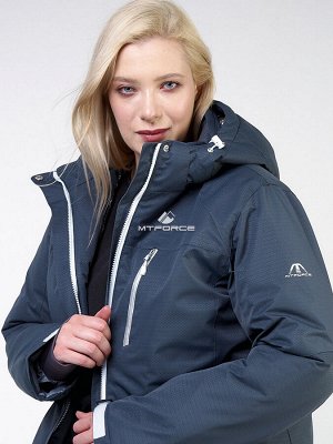 Женская зимняя горнолыжная куртка большого размера темно-серого цвета 11982TC
