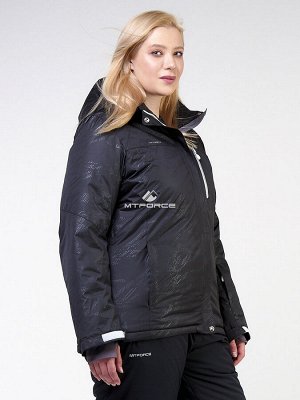Женская зимняя горнолыжная куртка большого размера черного цвета