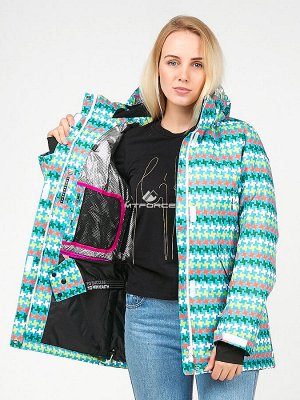 Женская зимняя горнолыжная куртка бирюзового цвета