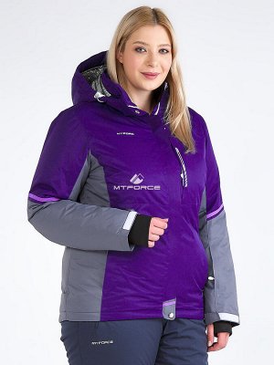 Женская зимняя горнолыжная куртка большого размера темно-фиолетового цвета 1934TF