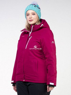 Женская зимняя горнолыжная куртка большого размера малинового цвета 11982M