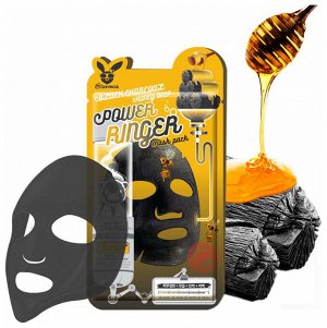 Тканевая маска "Уголь+Мёд" Elizavecca Power Ringer BLACK CHARCOAL HONEY DEEP , ,
