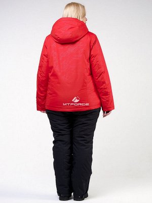 Женский зимний костюм горнолыжный большого размера красного цвета 021982Kr