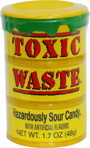Конфеты Toxic waste Hazardously Sour Candy (желтая банка)