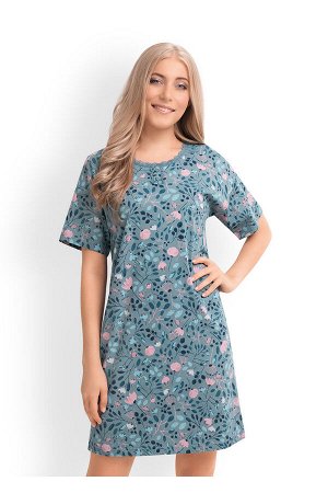 #90761 Платье меланж бирюзовый/т.синий