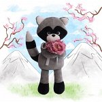 Мягкая игрушка «Енот Веня с букетом»