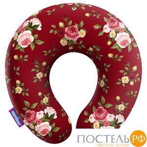Подушка под шею «Нежные цветы» (H2929C1701A003RD, 29х29, Красный, Кристалл, Микрогранулы полистирола)