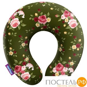 Подушка под шею «Нежные цветы» (H2929C1701A003GR, 29х29, Зеленый, Кристалл, Микрогранулы полистирола)
