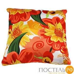 Подушка интерьерная Цветы (A0100, 35х35, 1, Разноцветный, Атлас, Холлофайбер)
